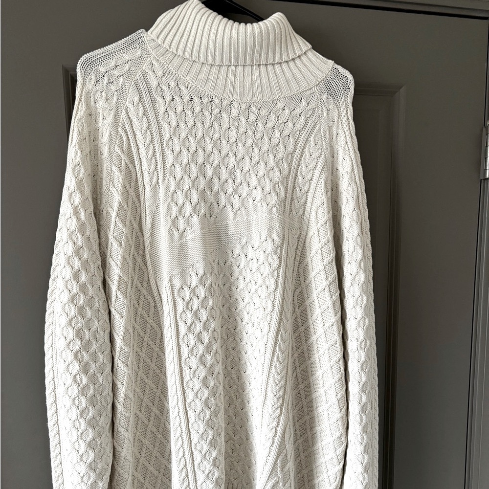 NWT Mens Nike Life Cable Knit Turtleneck Sweater Light Bone FB7770-072 Sz XL